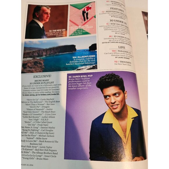 Forbes Magazine 30 Under 30 January 20 2014 Snapchat Bruno Mars Business News - Picture 5 of 7
